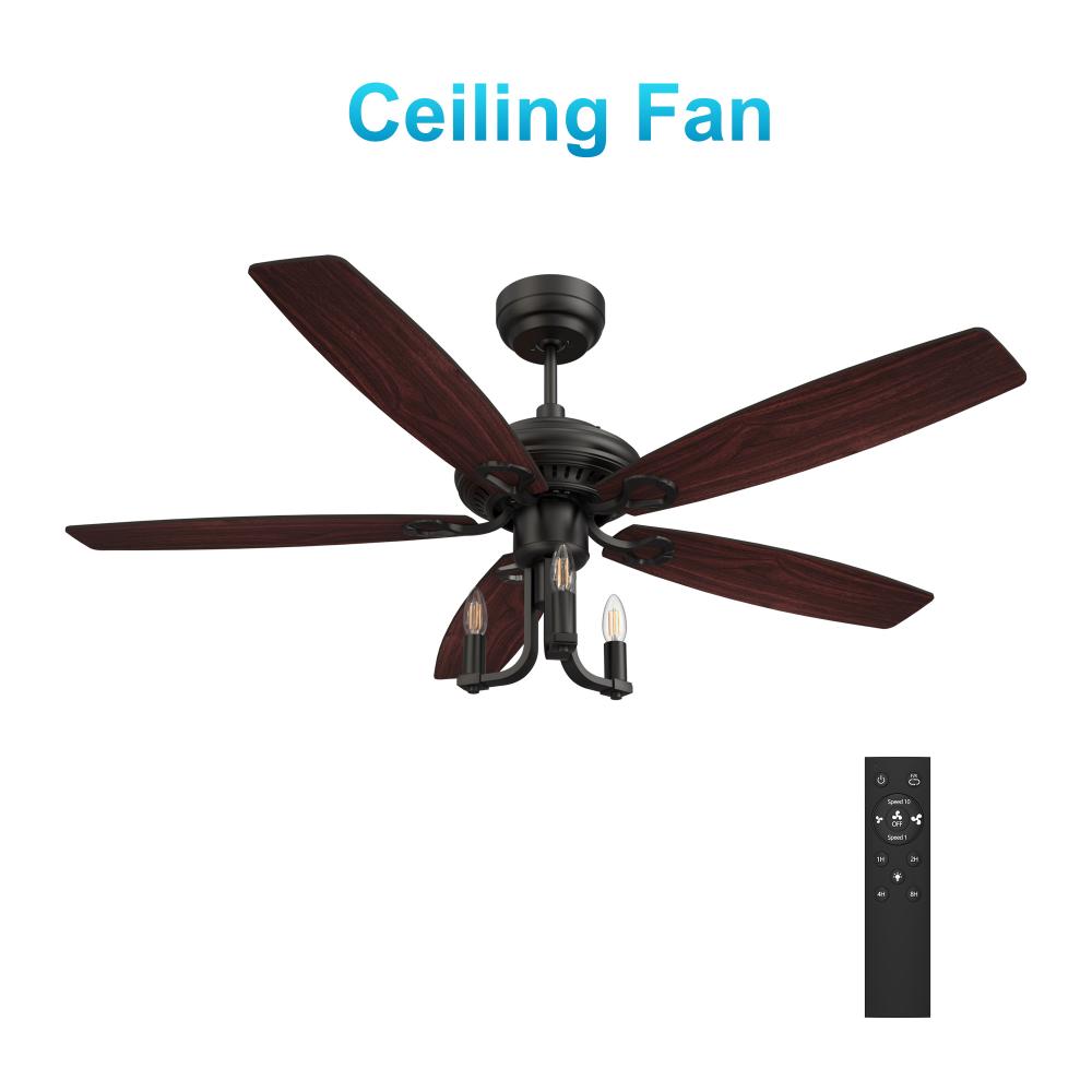 Huntley 52-inch Ceiling Fan with Remote, Light Kit Included