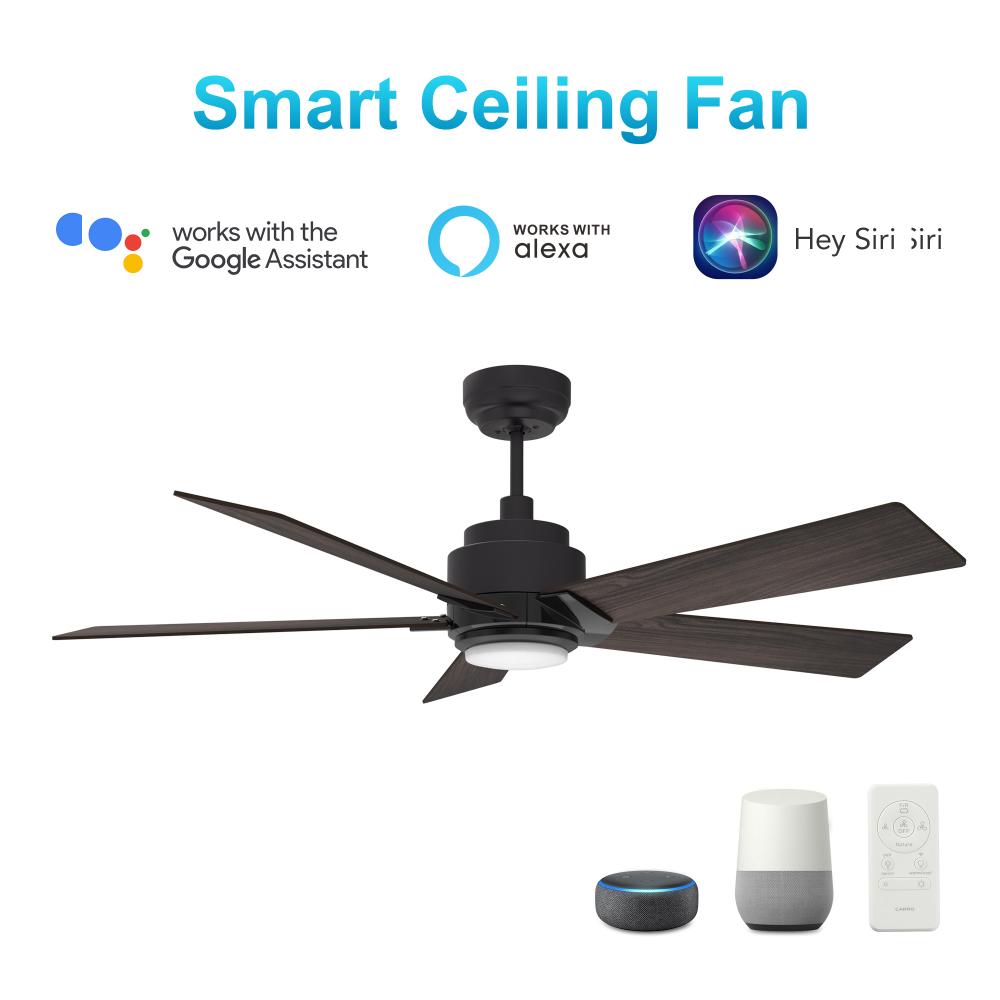 Ascender 52-inch Smart Ceiling Fan with Remote, Light Kit Included, Works with Google Assistant, Ama