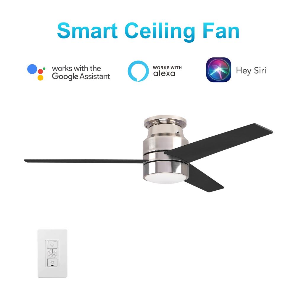 Raiden 52-inch Indoor Smart Ceiling Fan with LED Light Kit and Wall Control, Works with Google Assis