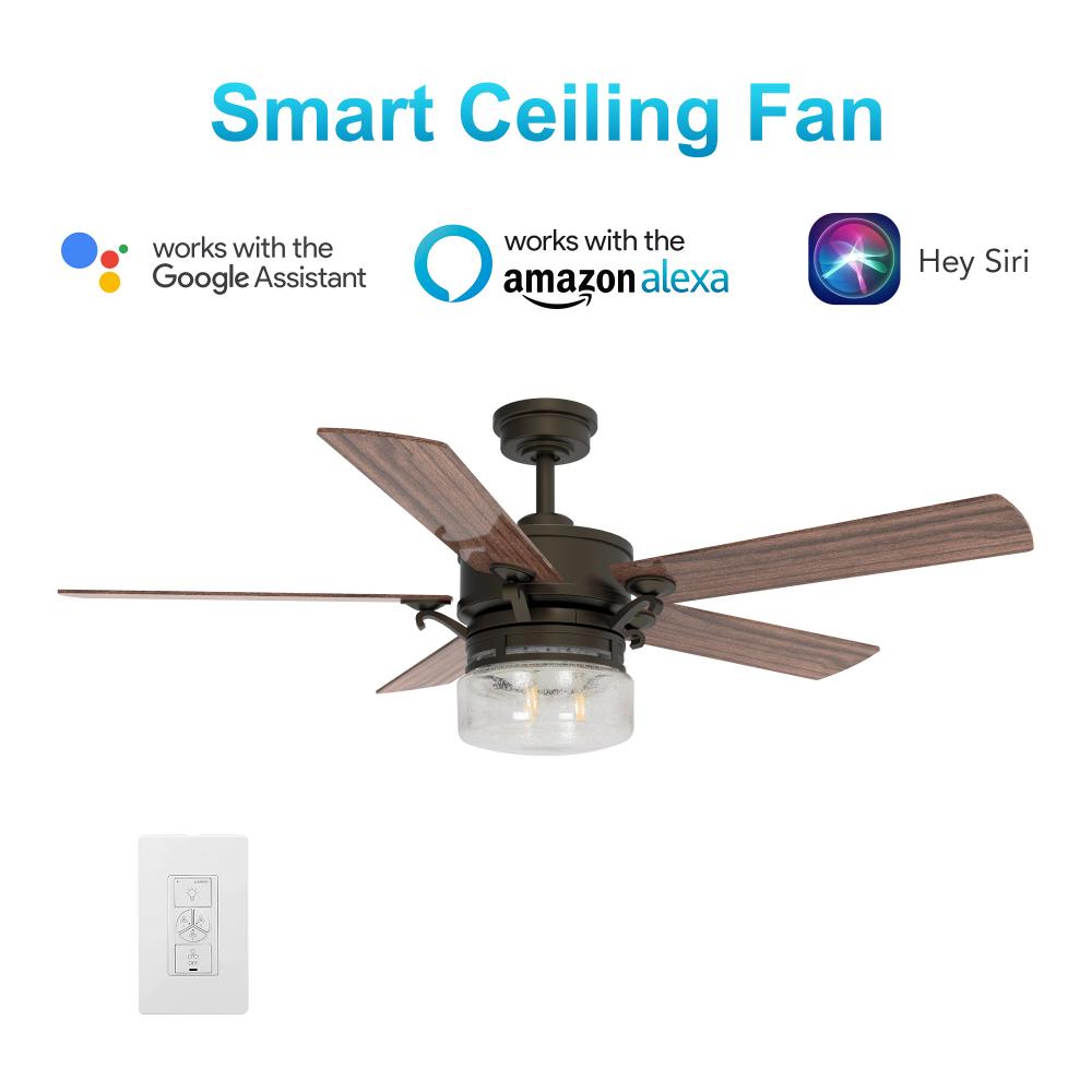 Alexia 52-inch Smart Ceiling Fan with wall control?Works with Google Assistant, Amazon Alexa, and Si