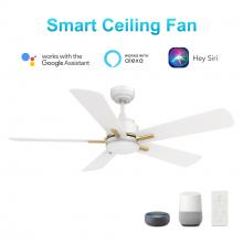 Carro USA VS525E3-L12-W1-1G - Olinda 52'' Smart Ceiling Fan with Remote, Light Kit Included?Works with Google Assistant an