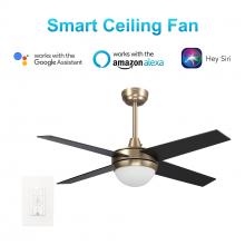 Carro USA VWGS-484C-L11-G2-1 - Neva 48-inch Indoor Smart Ceiling Fan with LED Light Kit & Wall Control, Works with Google Assistant