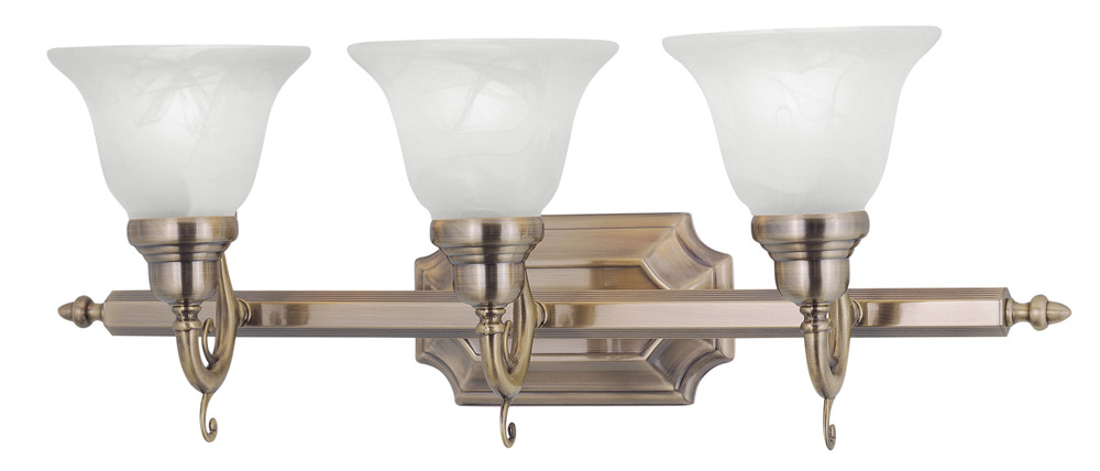 3 Light Antique Brass Bath Light