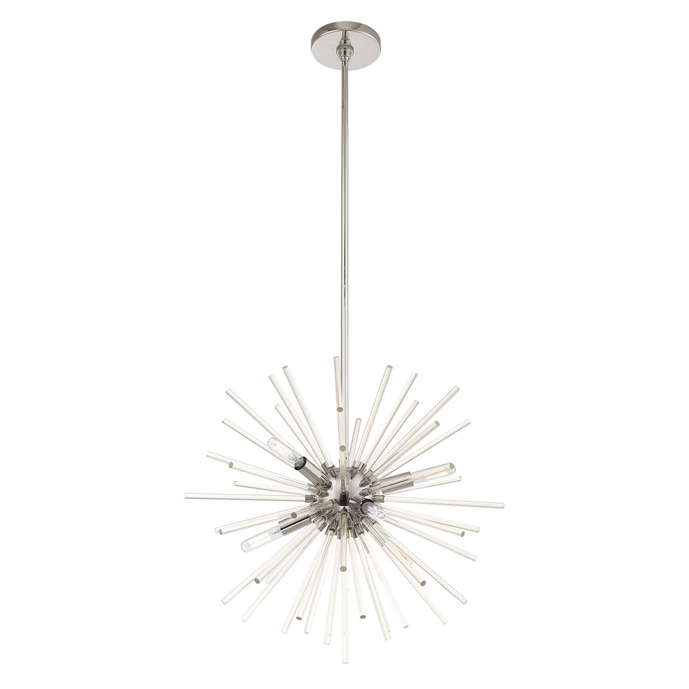 6 Lt Polished Chrome Pendant Chandelier