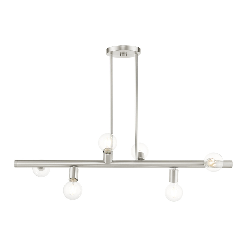 6 Lt Brushed Nickel Linear Chandelier AGU2V Lighting Plus