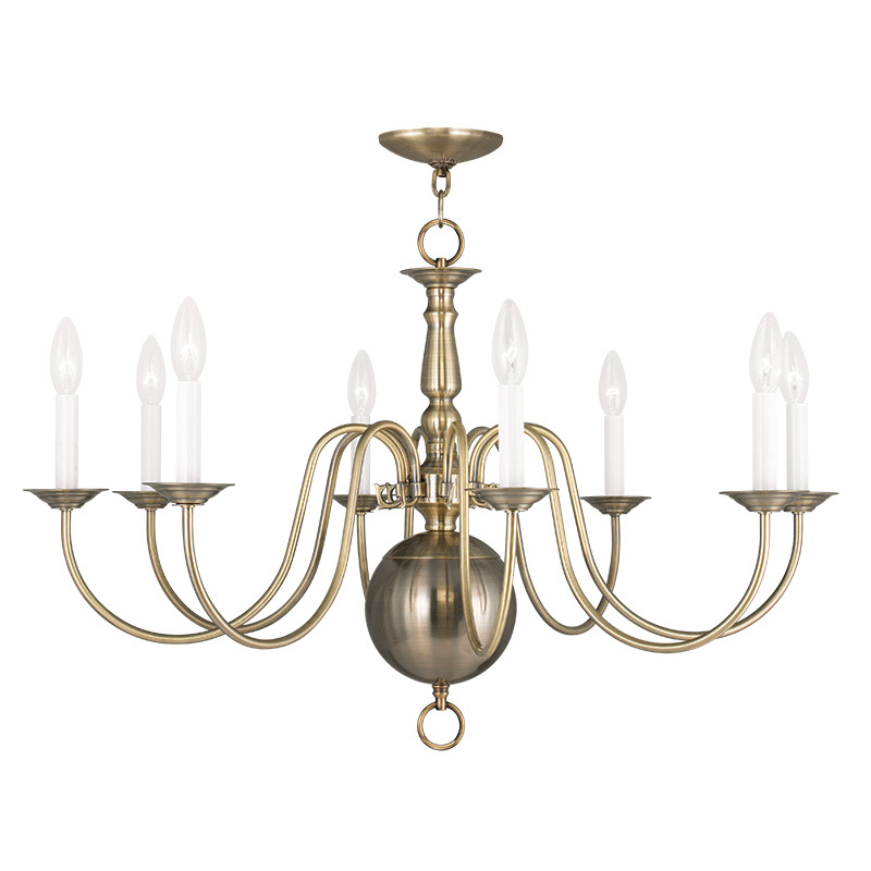 8 Light Antique Brass Chandelier