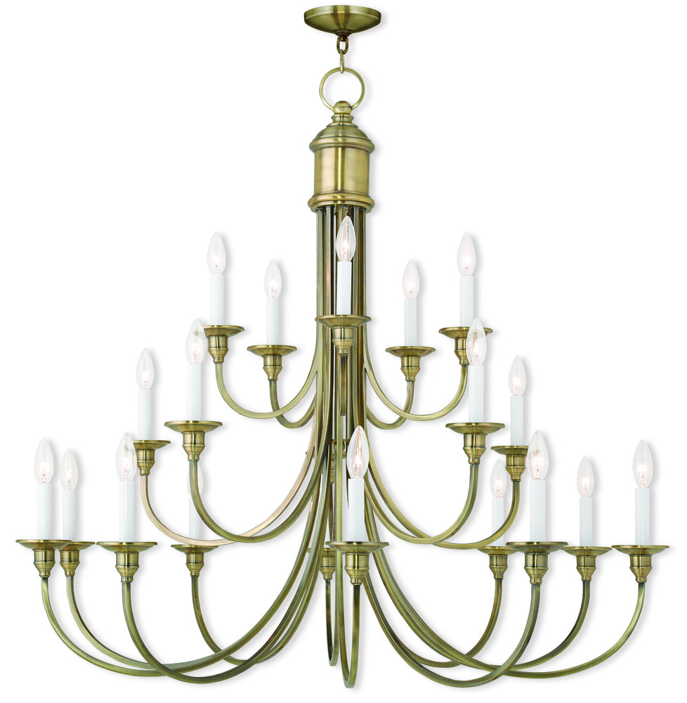 20 Light Antique Brass Foyer Chandelier