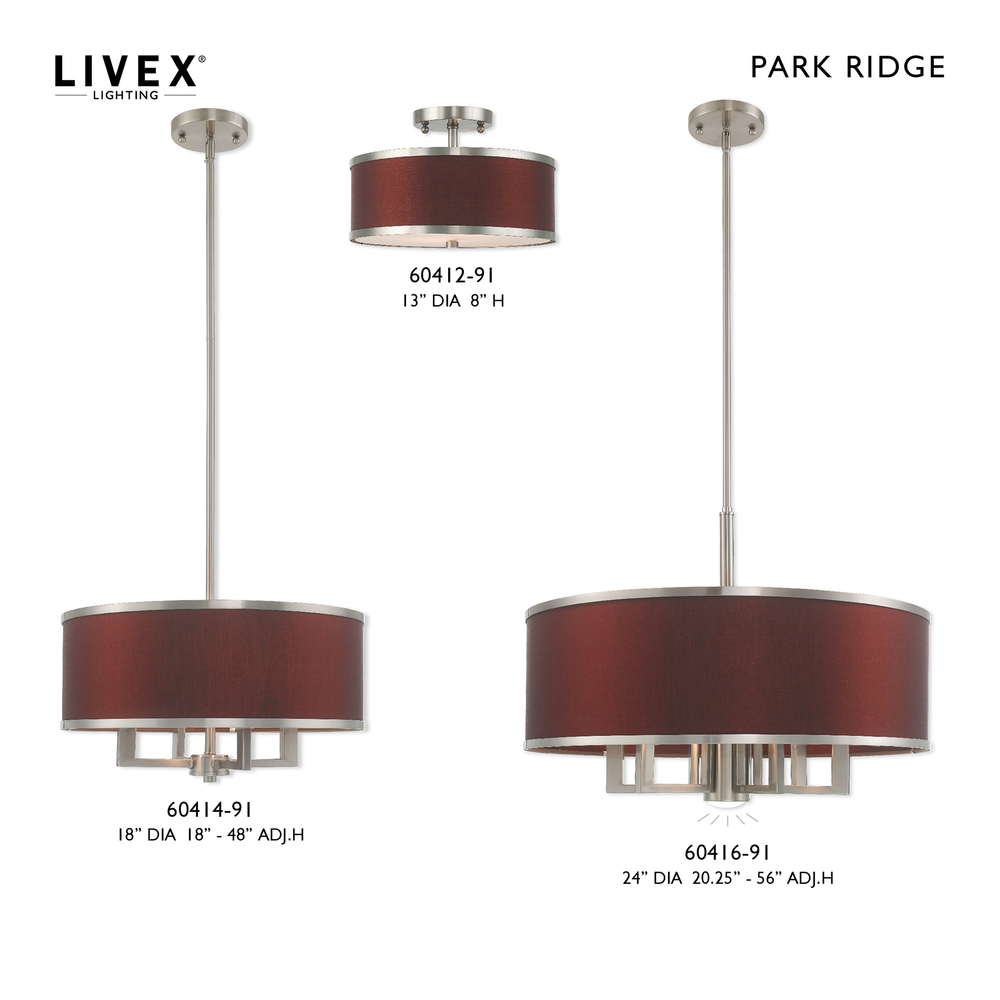 4 Lt Brushed Nickel Pendant Chandelier