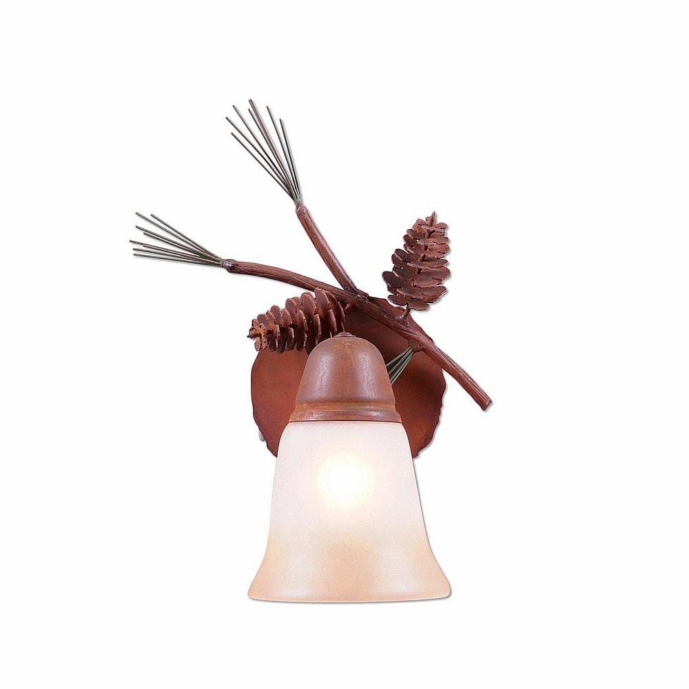 Lakeside Single Sconce - Pine Cone - Two-Toned Amber Cream Bell Glass - Pine Tree Green