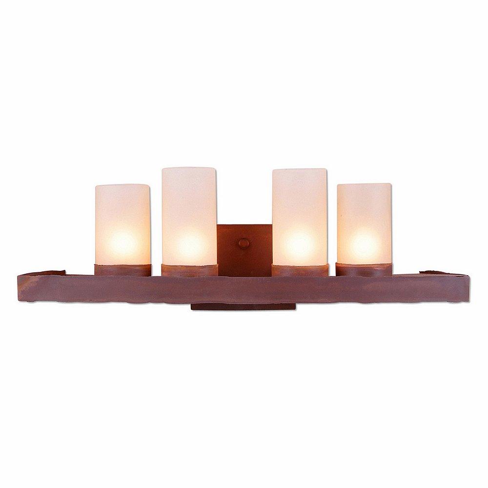 Wisley Bath Vanity Light 24w - Rustic Plain - Tea Stain Glass Bowl - Rust Patina Finish