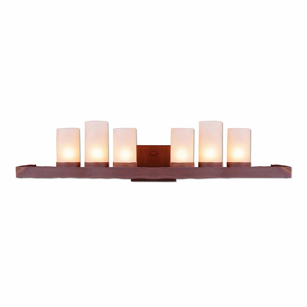 Wisley Bath Vanity Light 36w - Rustic Plain - Tea Stain Glass Bowl - Rust Patina Finish