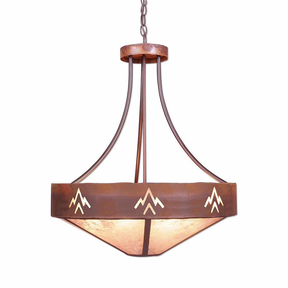 Ridgemont Chandelier Small - Shade Bottom - Deception Pass - Almond Mica Shade - Rust Patina Finish