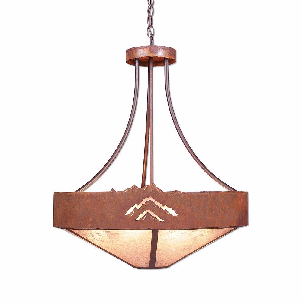 Ridgemont Chandelier Small - Shade Bottom - Mountain - Almond Mica Shade - Rust Patina Finish