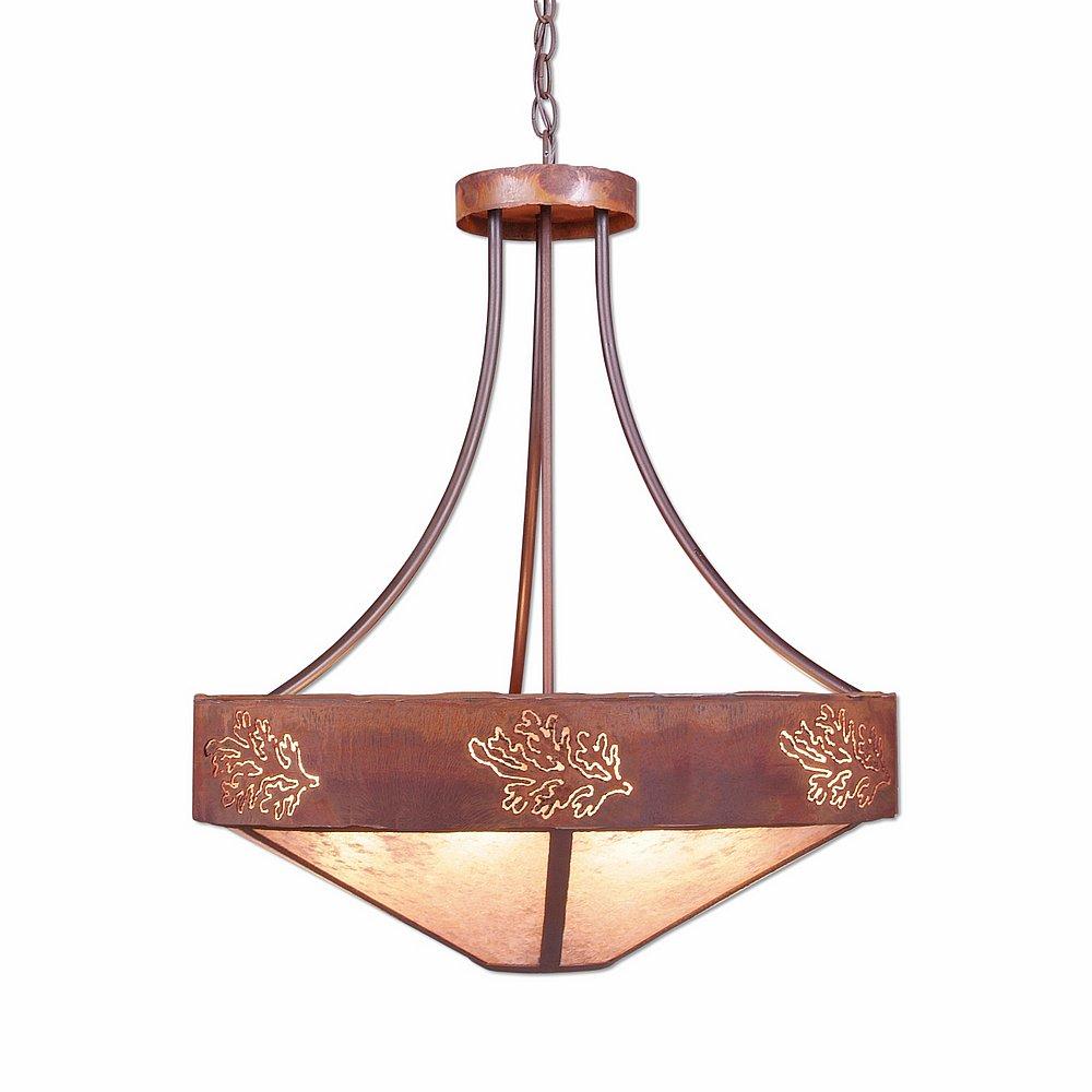 Ridgemont Chandelier Small - Shade Bottom - Cedar Bough Cutout - Almond Mica Shade