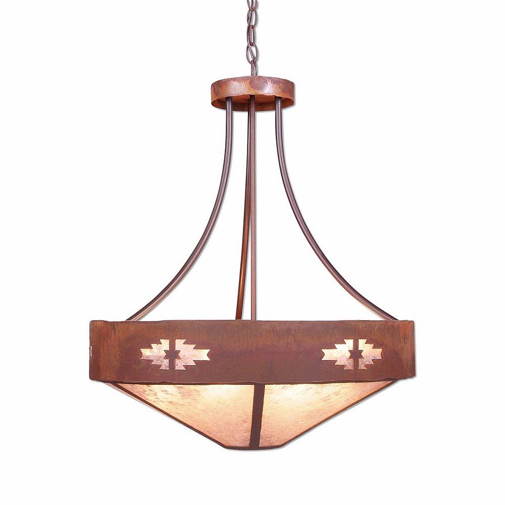 Ridgemont Chandelier Small - Shade Bottom - Pueblo - Almond Mica Shade - Rust Patina Finish