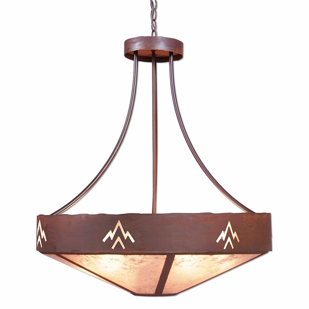 Ridgemont Chandelier Medium - Shade Bottom - Deception Pass - Almond Mica Shade - Rust Patina Finish