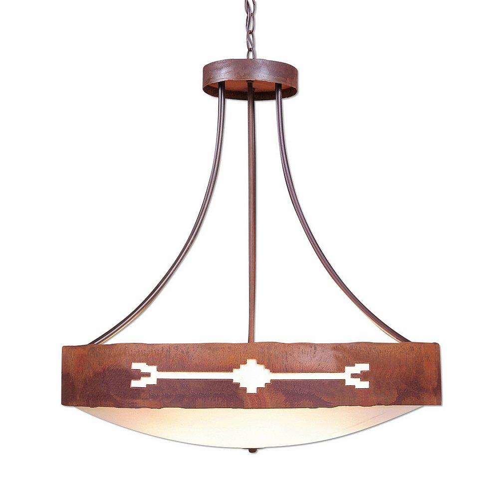 Ridgemont Chandelier Medium - Bowl Bottom - Del Rio - Frosted Glass Bowl - Rust Patina Finish