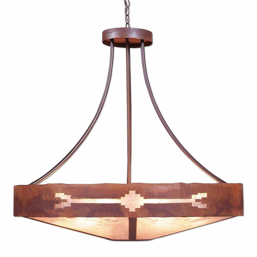 Ridgemont Chandelier Extra Large - Shade Bottom - Del Rio - Almond Mica Shade - Rust Patina Finish