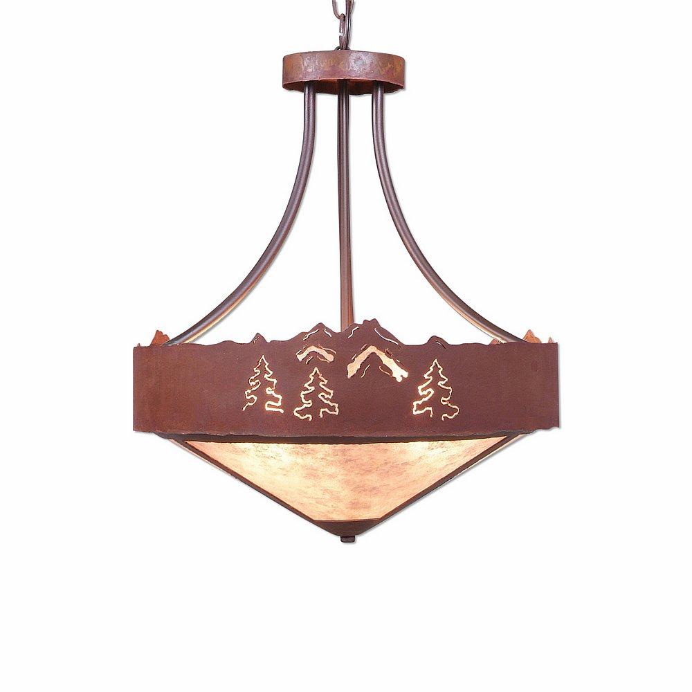 Ridgemont Foyer Chandelier Large Short - Shade Bottom - Mountain-Pine Tree Cutouts