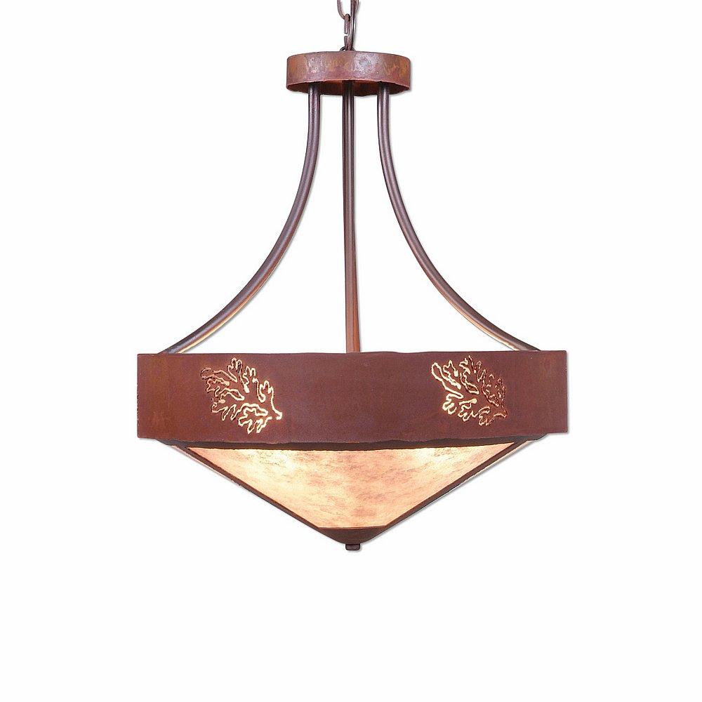 Ridgemont Foyer Chandelier Large Short - Shade Bottom - Cedar Bough Cutout - Almond Mica Shade