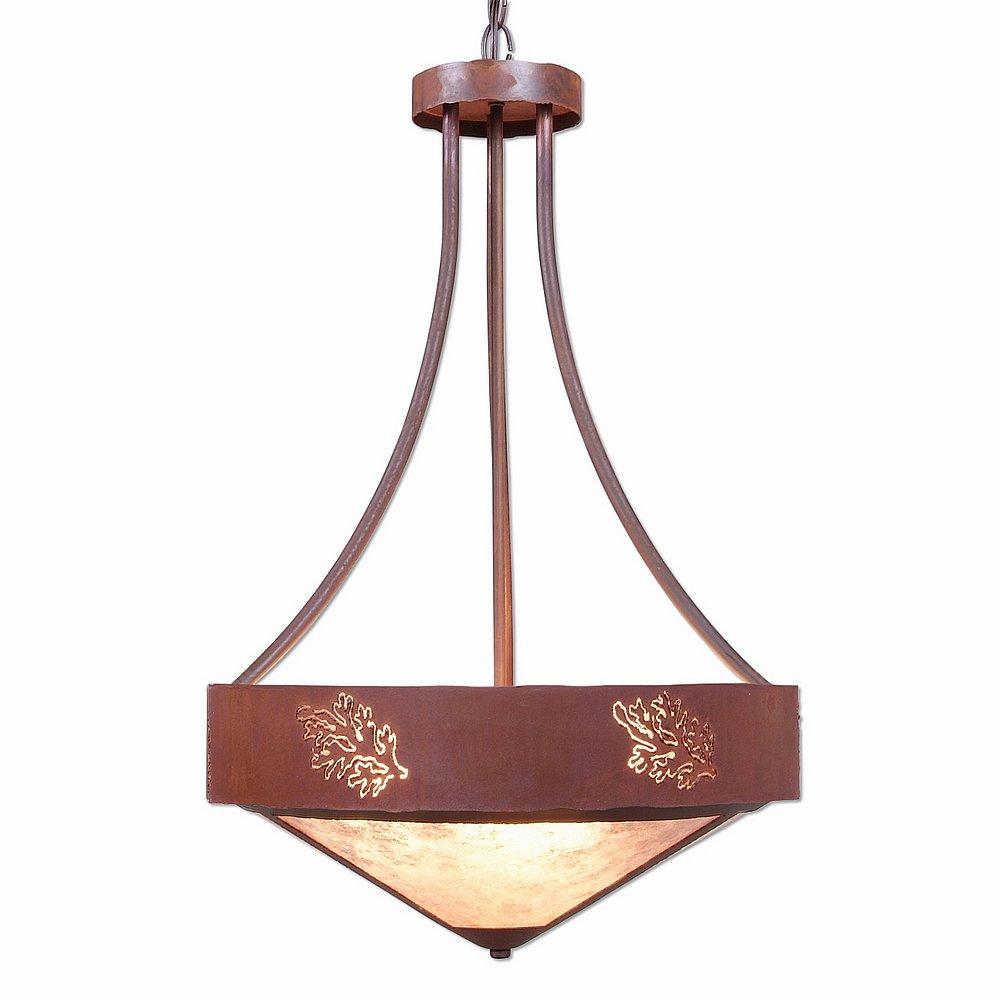 Ridgemont Foyer Chandelier Large Tall - Shade Bottom - Cedar Bough Cutout - Almond Mica Shade