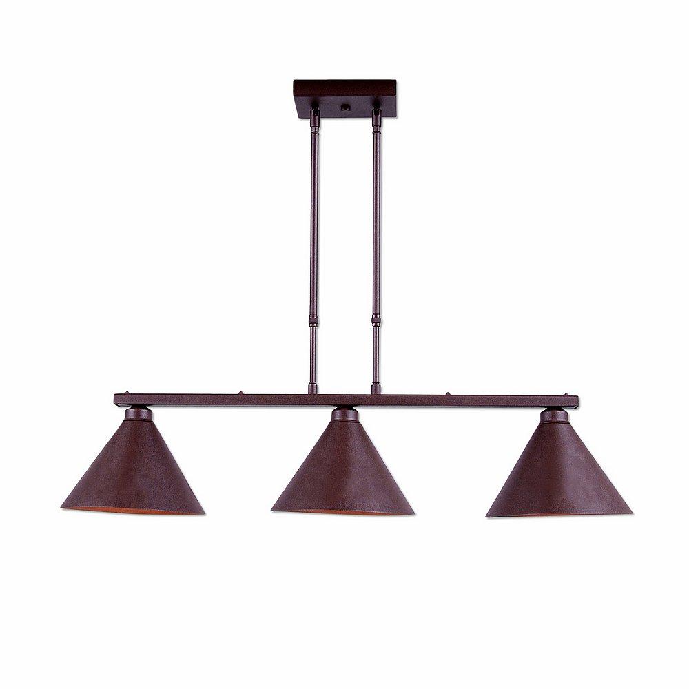 Canyon Island Billiard Light Small - Rustic Plain - Rustic Brown Finish