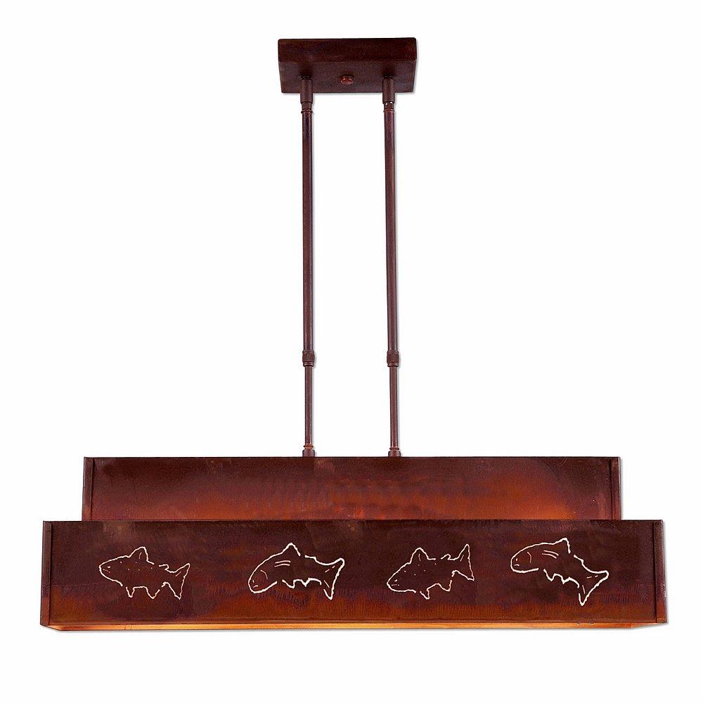 Ridgeview Kitchen Island Light - Fish Cutout - Rust Patina Finish