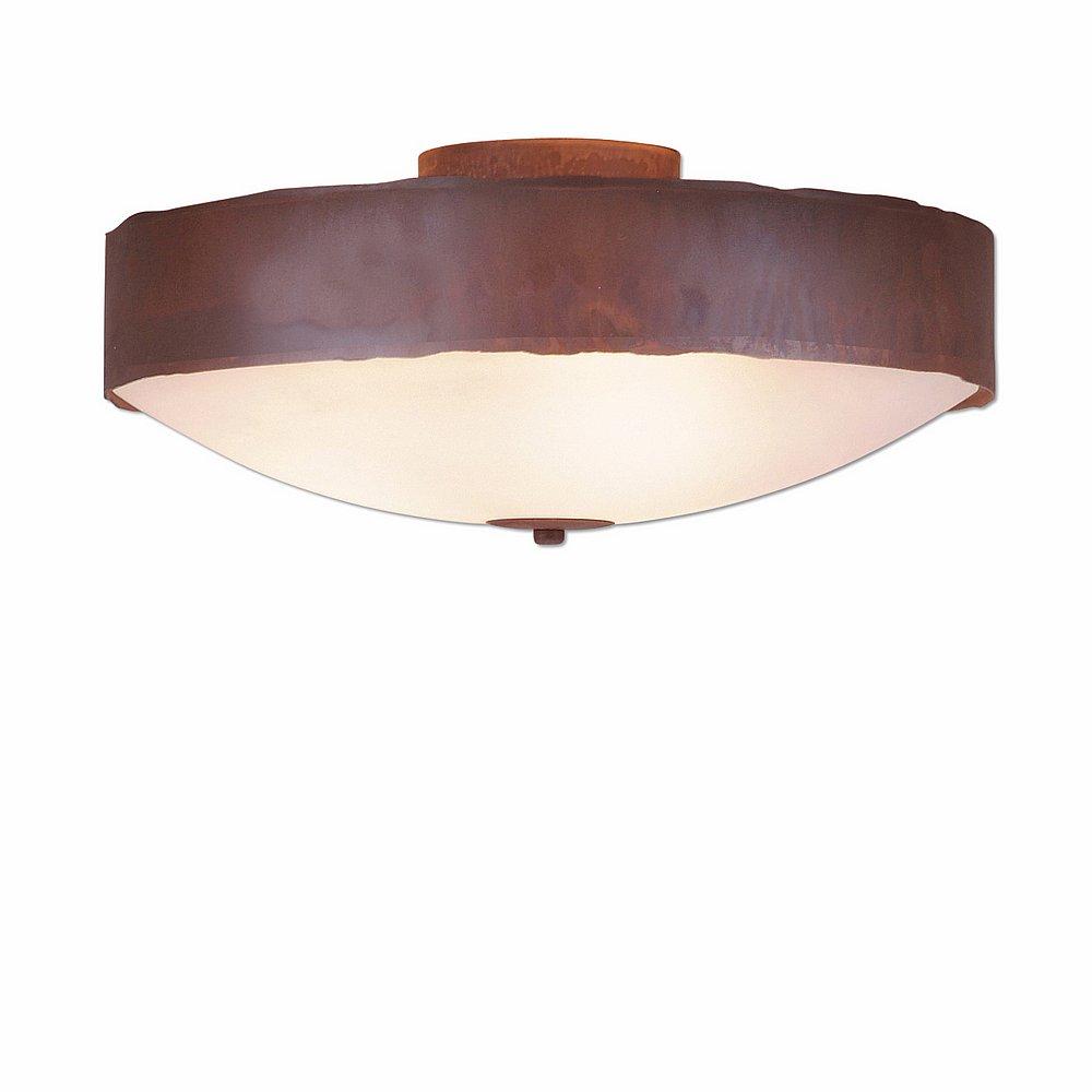 Ridgemont Close-to-Ceiling Large - Rustic Plain - Frosted Glass Bowl - Rust Patina Finish