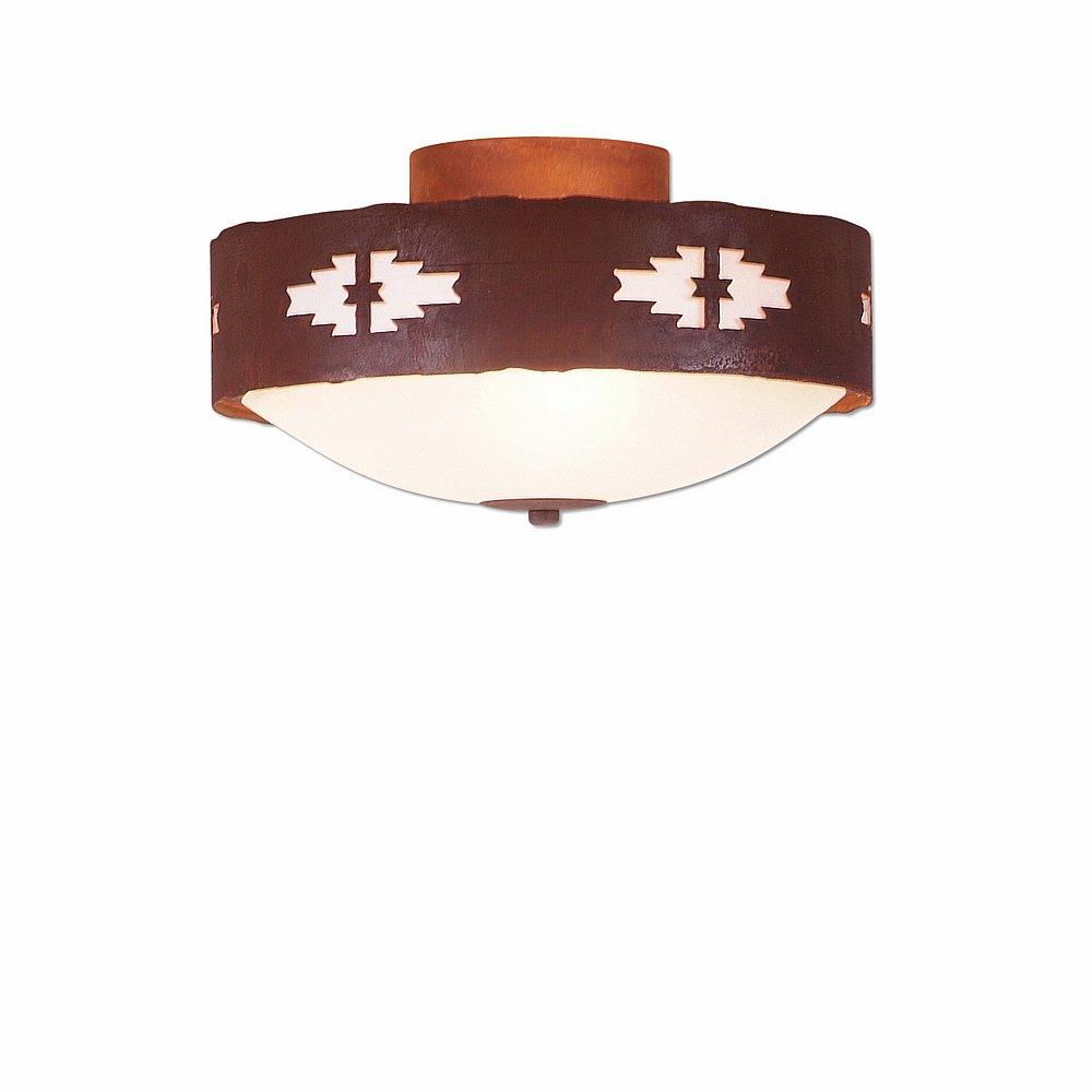 Ridgemont Close-to-Ceiling Medium - Pueblo - Frosted Glass Bowl - Rust Patina Finish