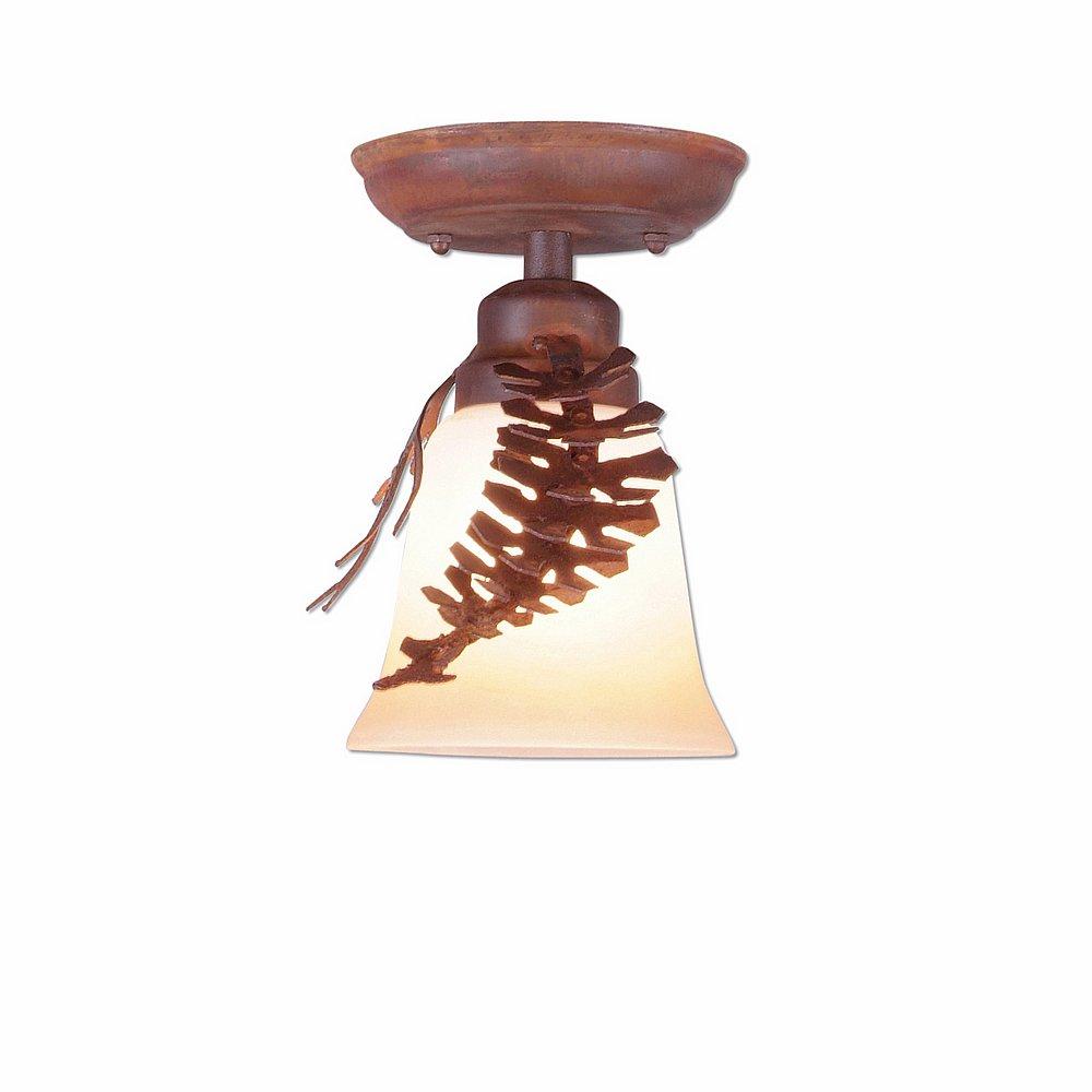 Sienna Ceiling Light - Spruce Cone - Two-Toned Amber Cream Bell Glass - Rust Patina Finish