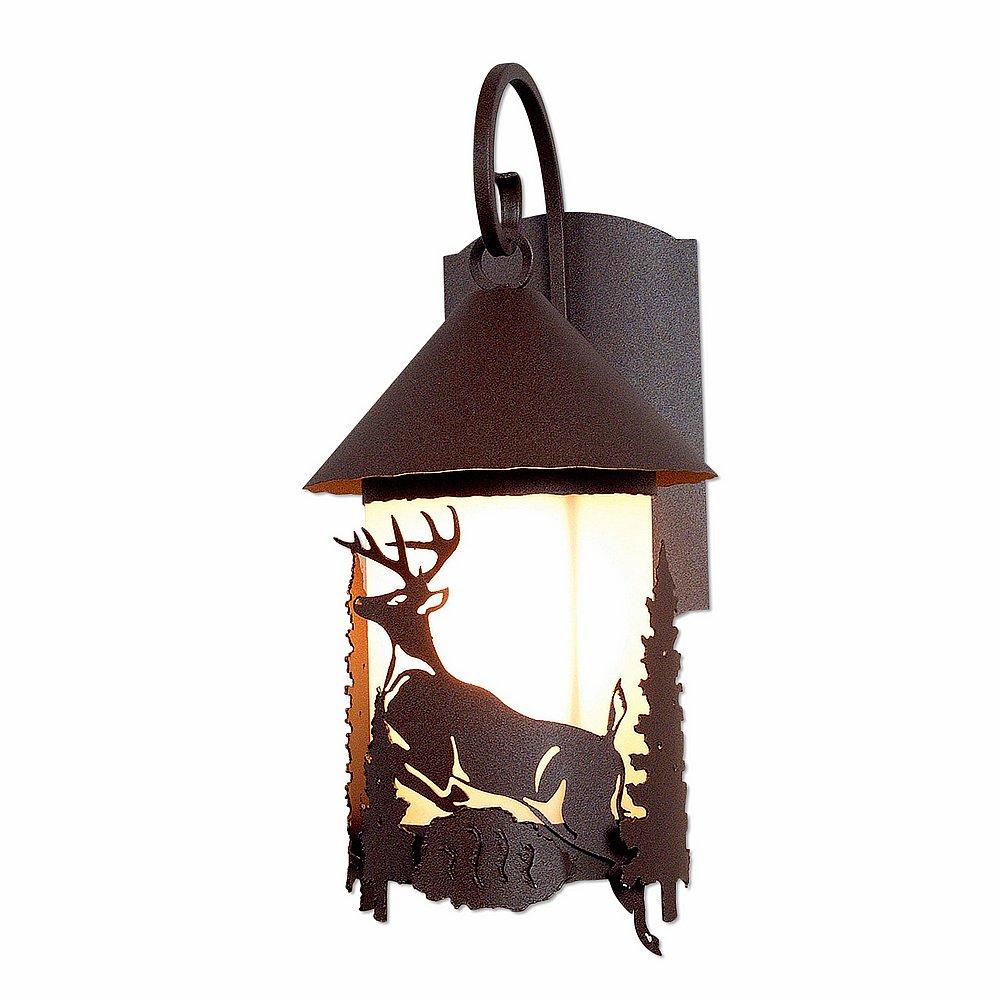 Vista Lantern Sconce - Deer - Frosted Glass Bowl - Rustic Brown Finish