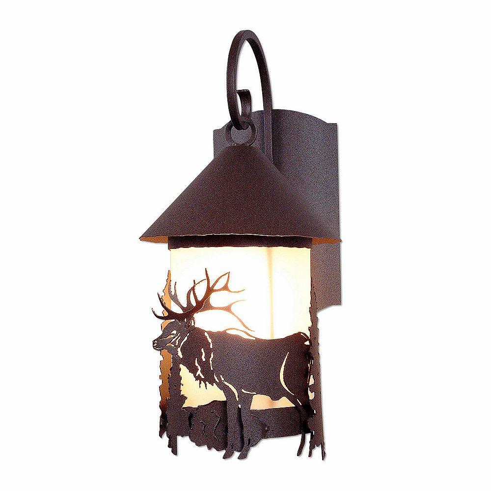 Vista Lantern Sconce - Elk - Frosted Glass Bowl - Rustic Brown Finish