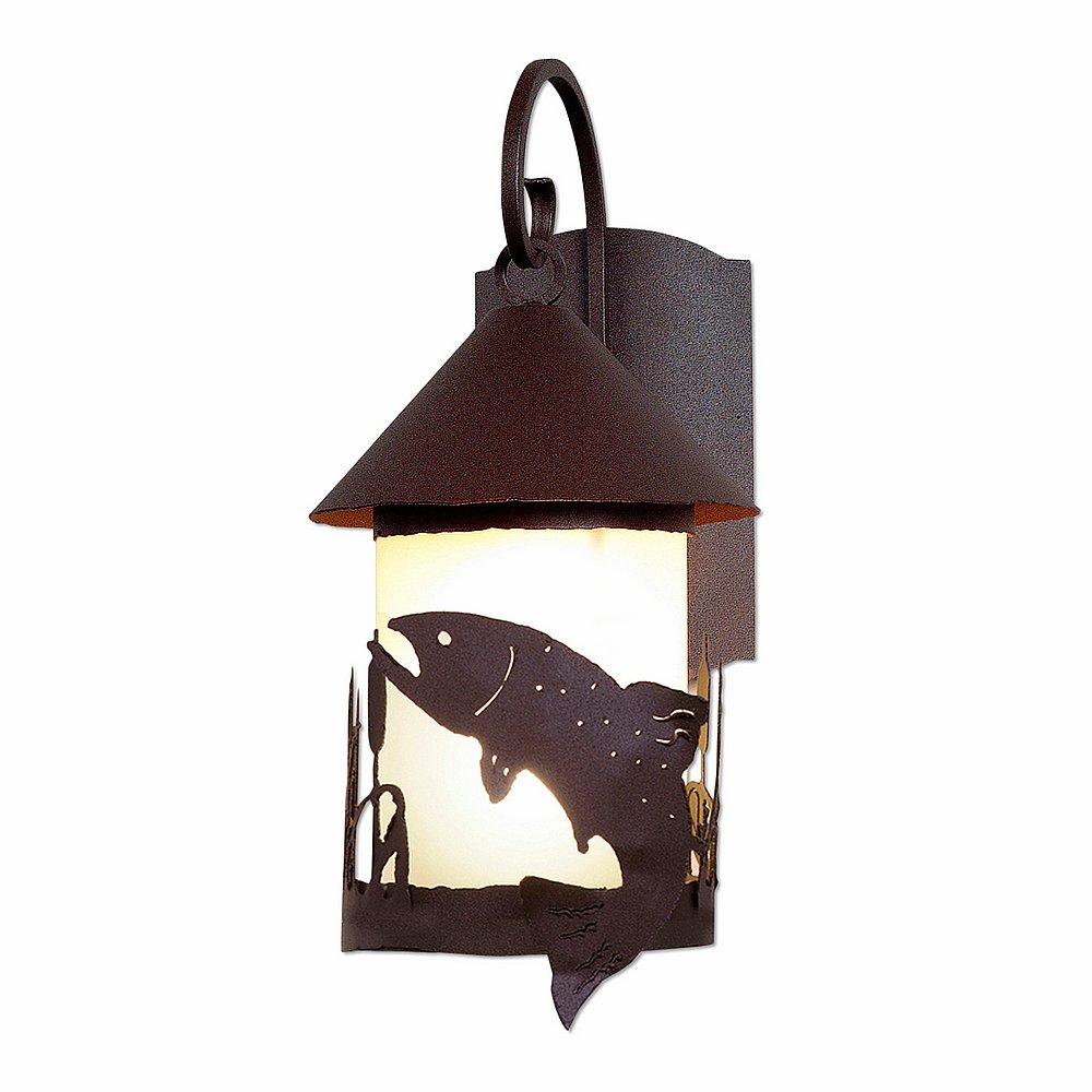 Vista Lantern Sconce - Trout - Frosted Glass Bowl - Rustic Brown Finish