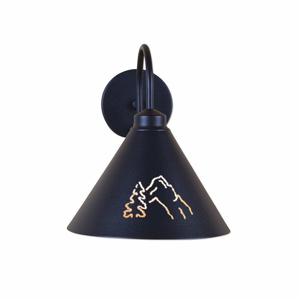 Canyon Sconce Large - Mountain-Pine Tree Cutouts - Black Iron Finish