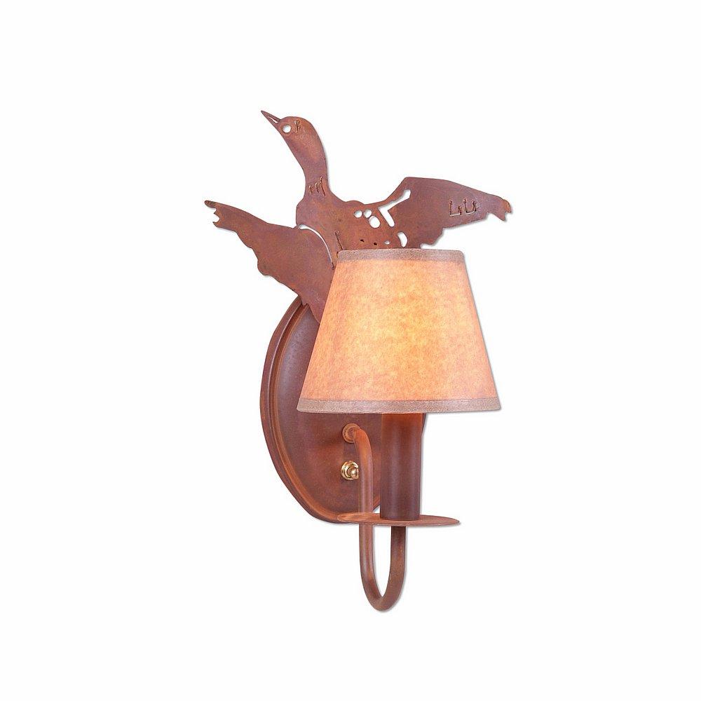 Diablo Sconce - Loon - Waxed Kraft Lampshade - Rust Patina Finish