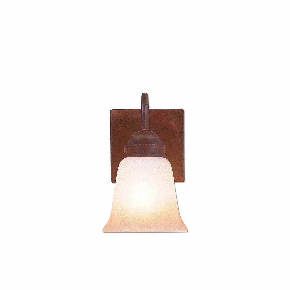 Wasatch Single Sconce - Rustic Plain - Two-Toned Amber Cream Bell Glass - Rust Patina Finish