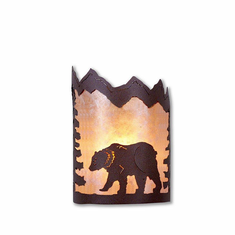 Cascade Sconce Small - Mountain Bear - Almond Mica Shade - Rustic Brown Finish