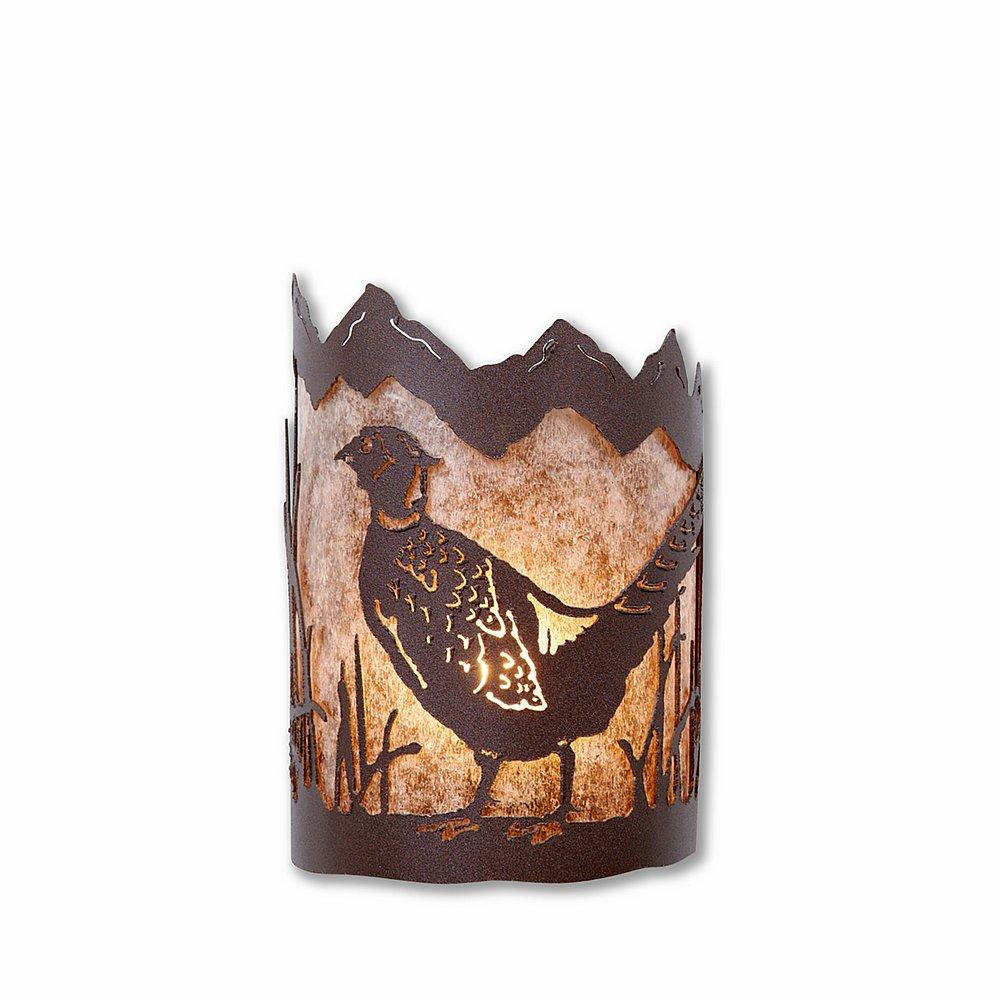 Cascade Sconce Small - Pheasant - Almond Mica Shade - Rustic Brown Finish