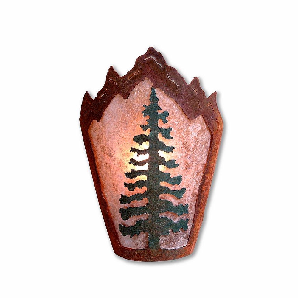 Decatur Sconce - Cedar Tree - Almond Mica Shade - Cedar Green-Rust Patina base Finish