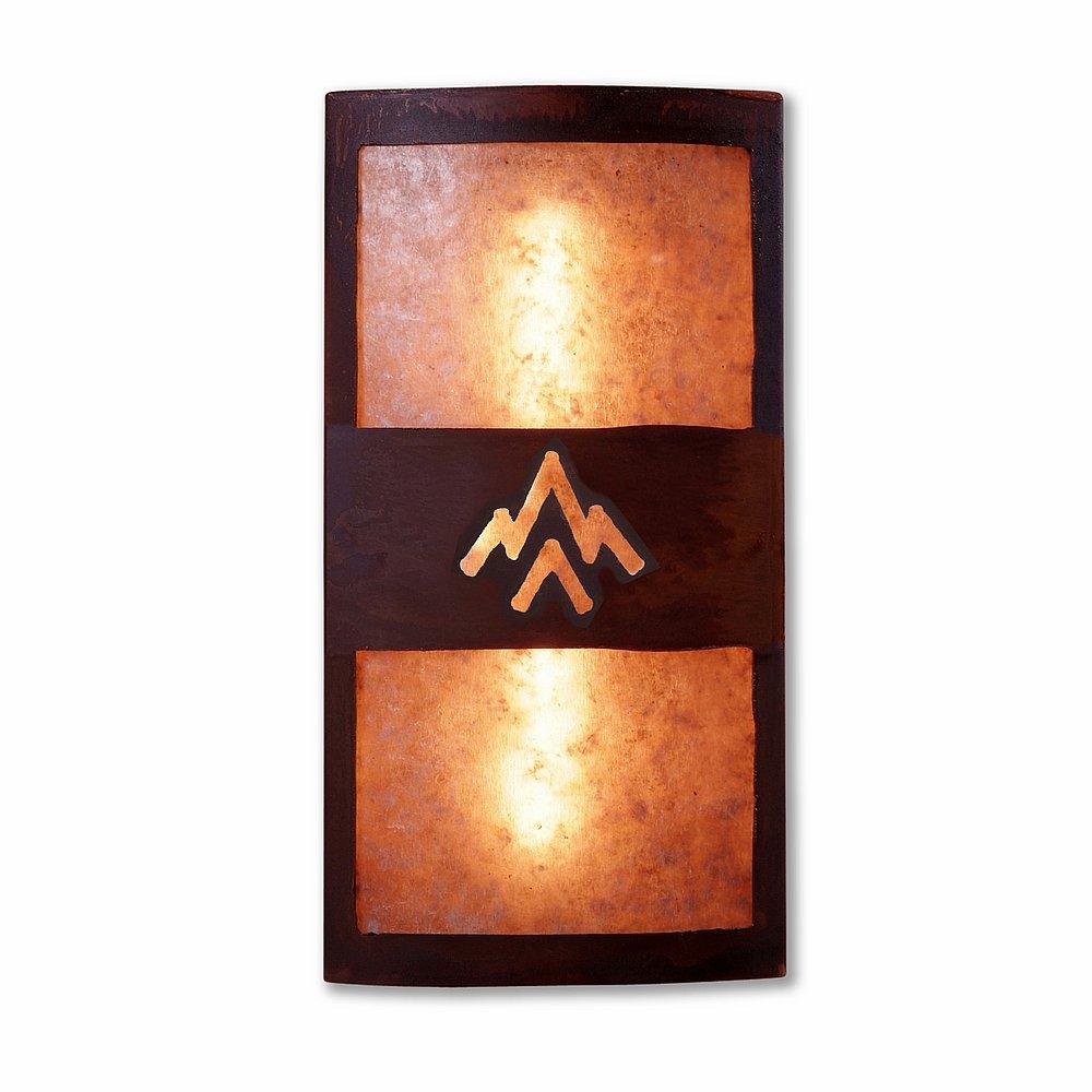 Benton Sconce - Deception Pass - Almond Mica Shade - Rust Patina Finish