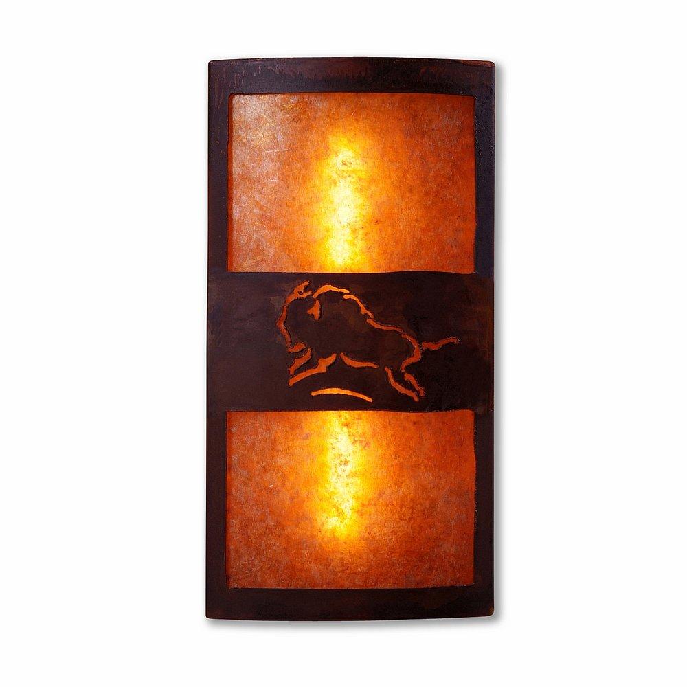 Benton Sconce - Bison - Amber Mica Shade - Rust Patina Finish