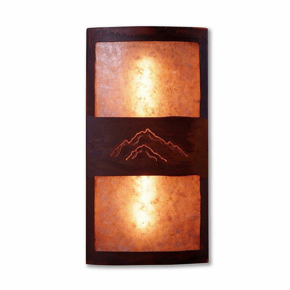 Benton Sconce - Mountain - Almond Mica Shade - Rust Patina Finish