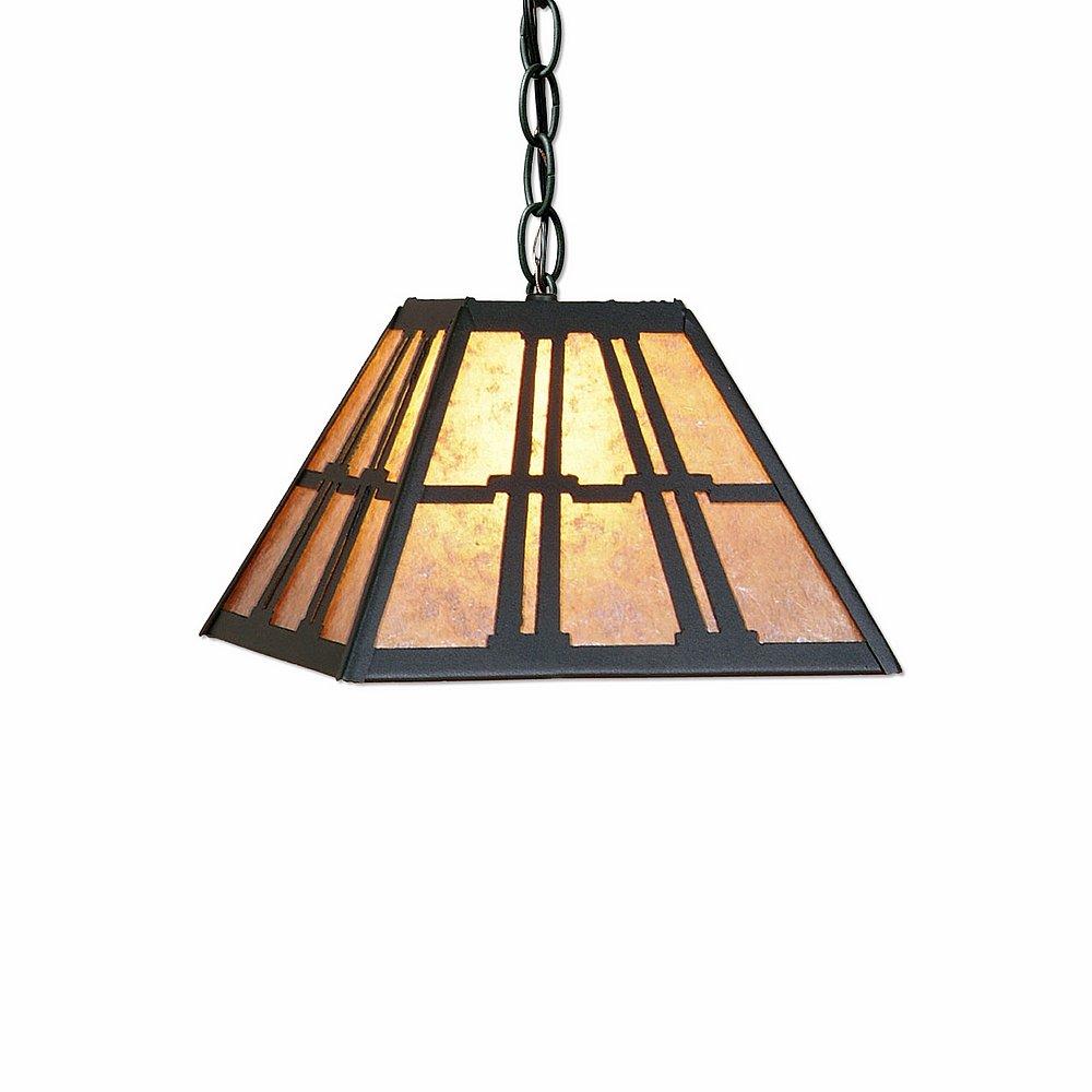 Rocky Mountain Pendant Small - Eastlake - Almond Mica Shade - Forest Green / Cedar Green Finish