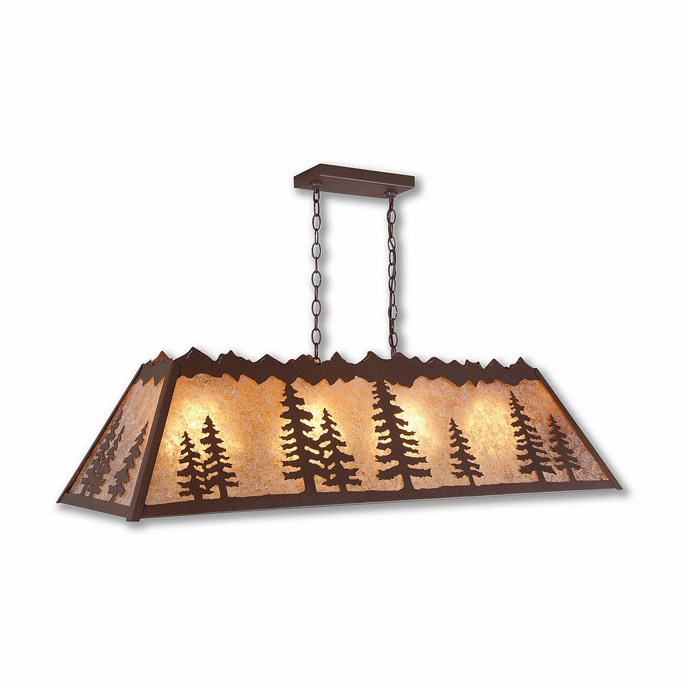 Rocky Mountain Billiard Light Large - Spruce Tree - Almond Mica Shade - Rustic Brown Finish