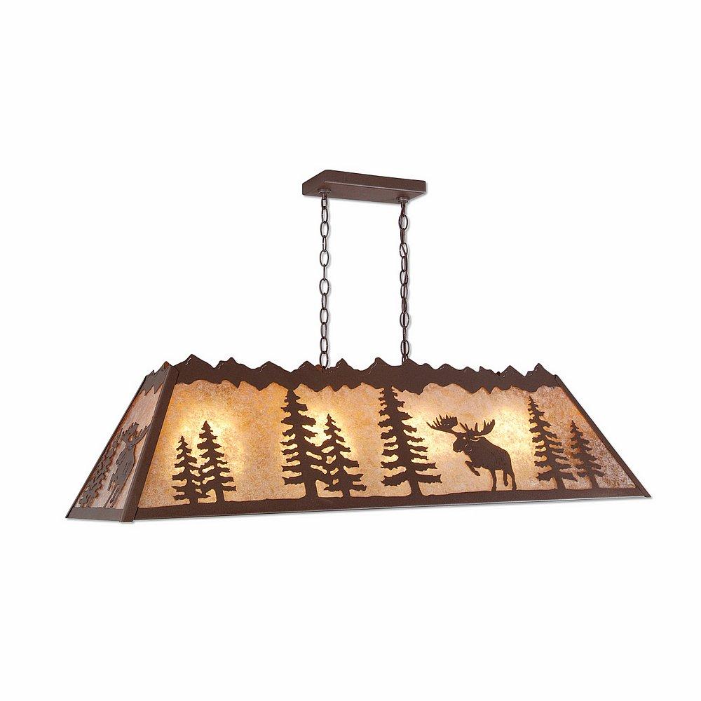 Rocky Mountain Billiard Light Large - Alaska Moose - Almond Mica Shade - Rustic Brown Finish