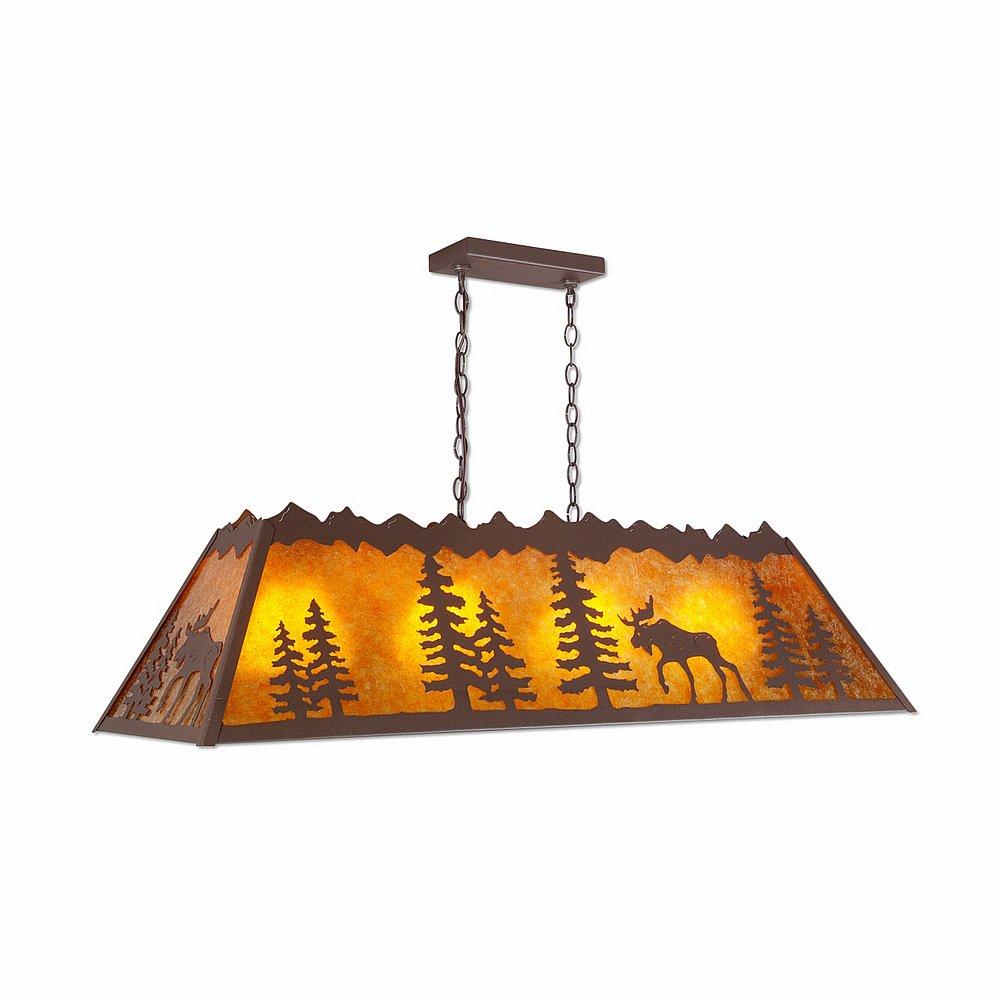 Rocky Mountain Billiard Light Large - Mountain Moose - Amber Mica Shade - Rustic Brown Finish