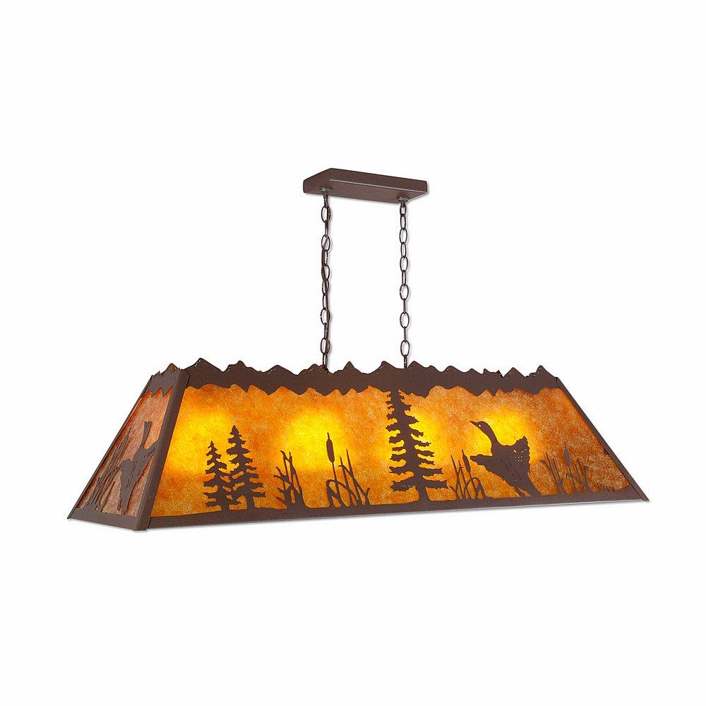 Rocky Mountain Billiard Light Large - Loon - Amber Mica Shade - Rustic Brown Finish