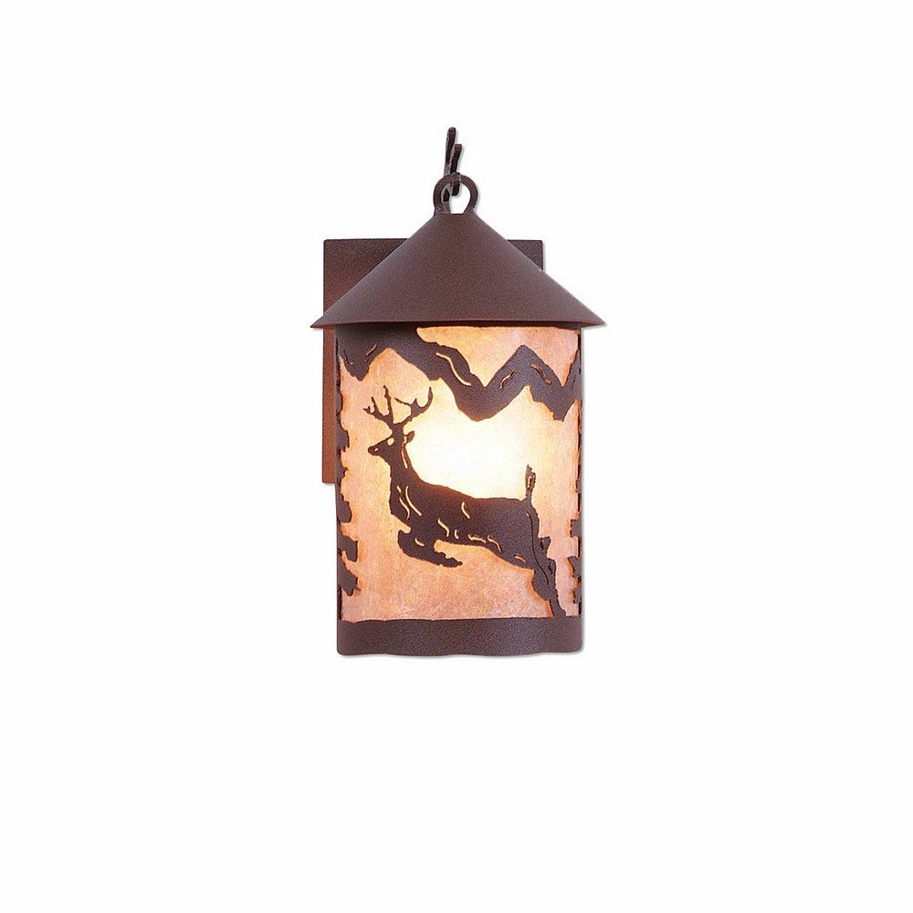 Cascade Lantern Sconce Mica Small - Valley Deer - Almond Mica Shade - Rustic Brown Finish