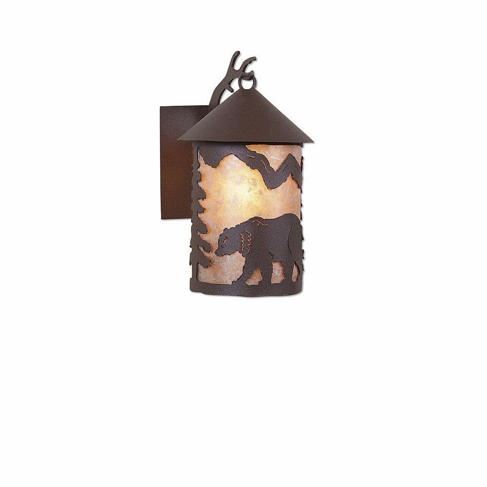 Cascade Lantern Sconce Mica Small - Mountain Bear - Almond Mica Shade - Rustic Brown Finish