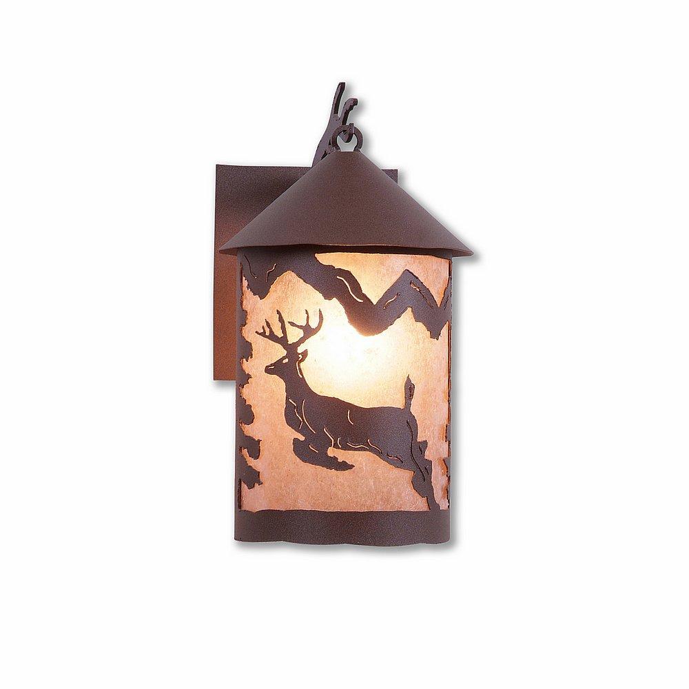 Cascade Lantern Sconce Mica Medium - Valley Deer - Almond Mica Shade - Rustic Brown Finish